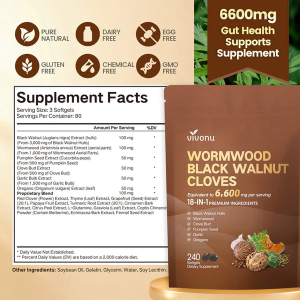 Capsules molles de noix noire pour nettoyage intestinal naturel