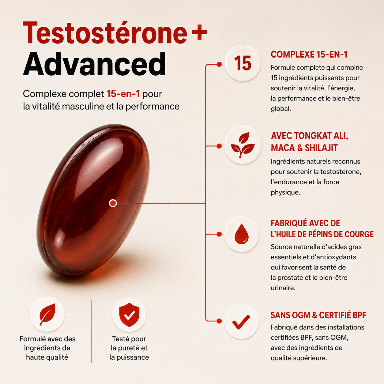 Le Complément Alimentaire de Testostérone 15 en 1