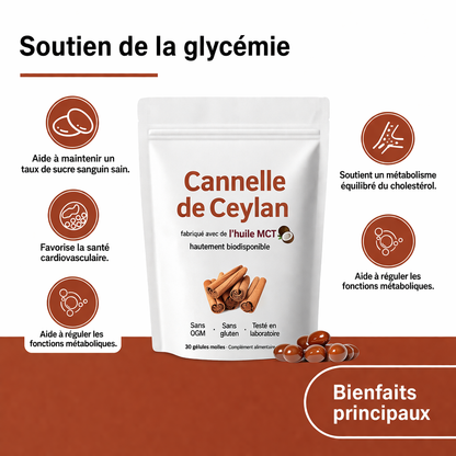 Capsules de Cannelle de Ceylan et Huile MCT- Complément Alimentaire en Gélules