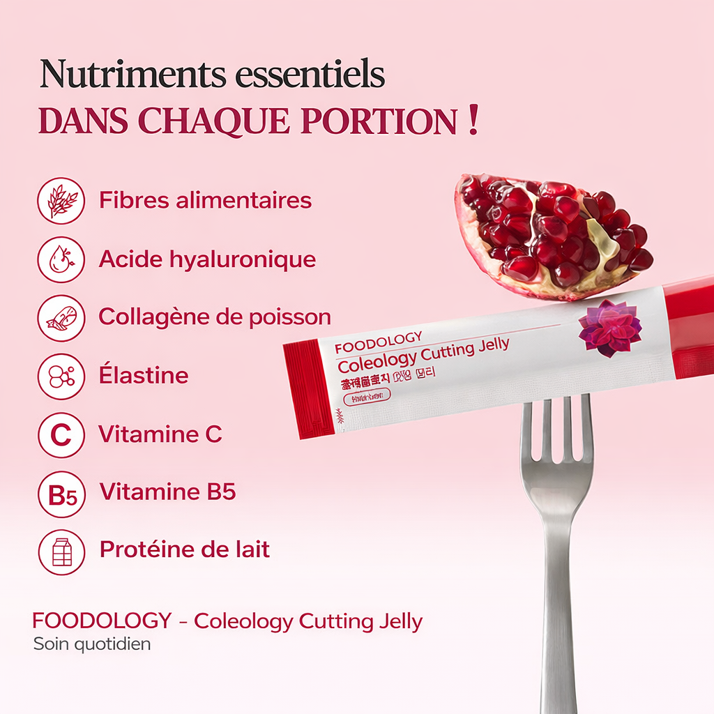 Gelée de coupe de coléologie avec graines de chia et bâtonnets de gelée au collagène