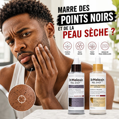 DR.MELAXIN Peel Shot Duo- Ampoule exfoliante au riz noir Shot
