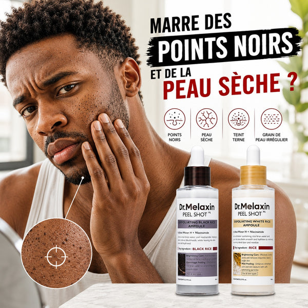DR.MELAXIN Peel Shot Duo- Ampoule exfoliante au riz noir Shot