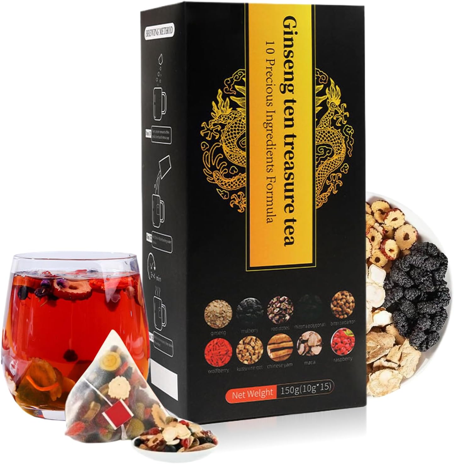 Thé au ginseng Six Treasure, thé pour les reins et le foie, boisson saine, aux herbes chinoises