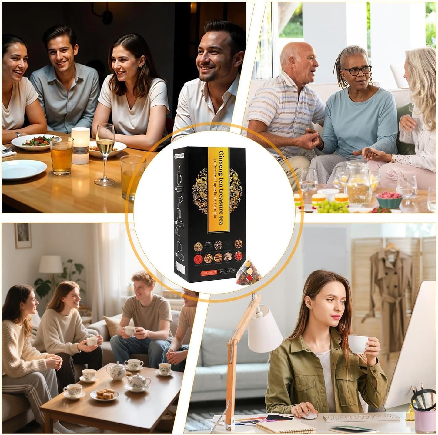 Thé au ginseng Six Treasure, thé pour les reins et le foie, boisson saine, aux herbes chinoises