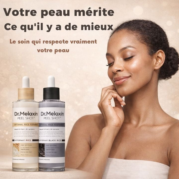 DR.MELAXIN Peel Shot Duo- Ampoule exfoliante au riz noir Shot