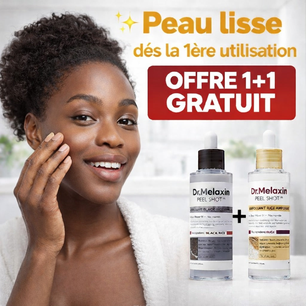 DR.MELAXIN Peel Shot Duo- Ampoule exfoliante au riz noir Shot