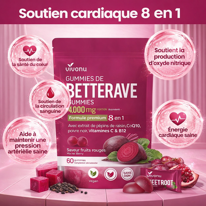 Gummies de betterave premium 8 en 1-Plus d’énergie, plus de confiance, chaque jour