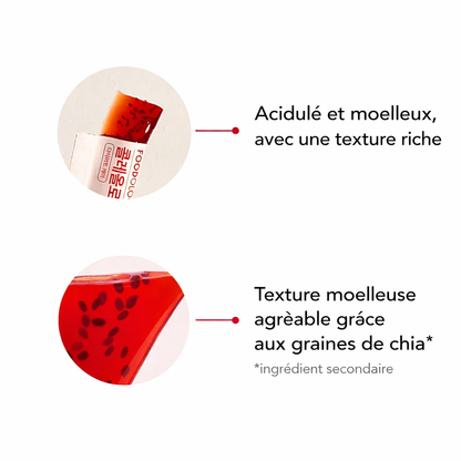 Gelée de coupe de coléologie avec graines de chia et bâtonnets de gelée au collagène