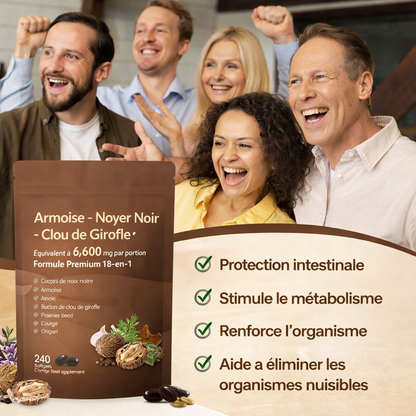 Capsules molles de noix noire pour nettoyage intestinal naturel