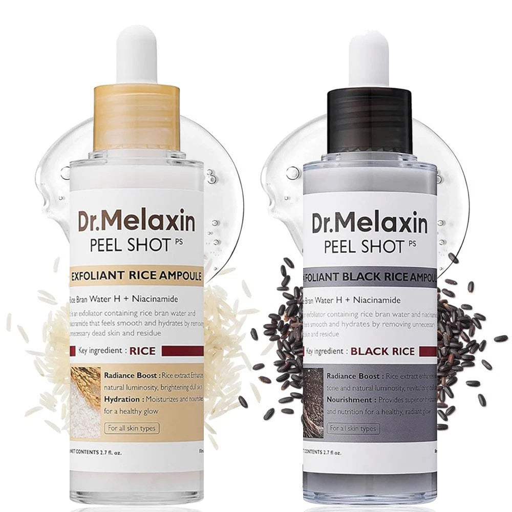 DR.MELAXIN Peel Shot Duo- Ampoule exfoliante au riz noir Shot