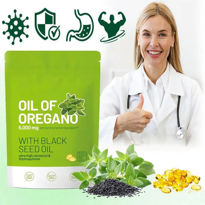 Oil of Oregano Capsules-huile d'origan équilibrée avec de l'huile de nigelle